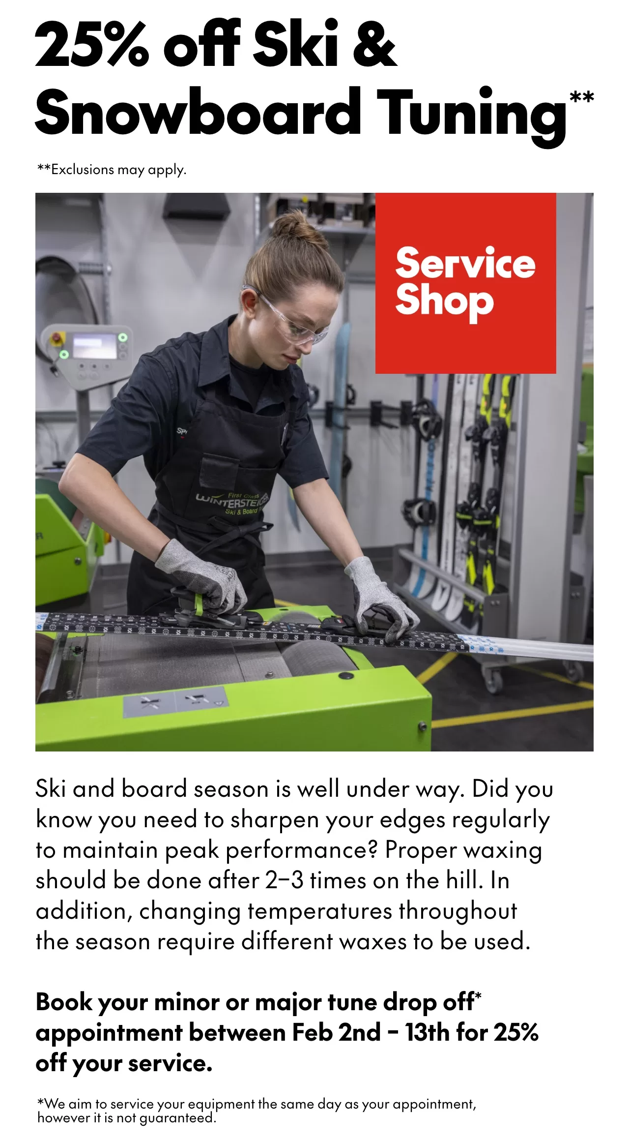[Sport Chek] 25% Off Ski and Snowboard Tuning (Appointment between Feb 2 – 13)