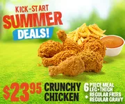 [Church^s Texas Chicken] Kick-start summer crunchy 6 piece (legs+thighs), fries & gravy meal deal $23.99 (coupon required?)