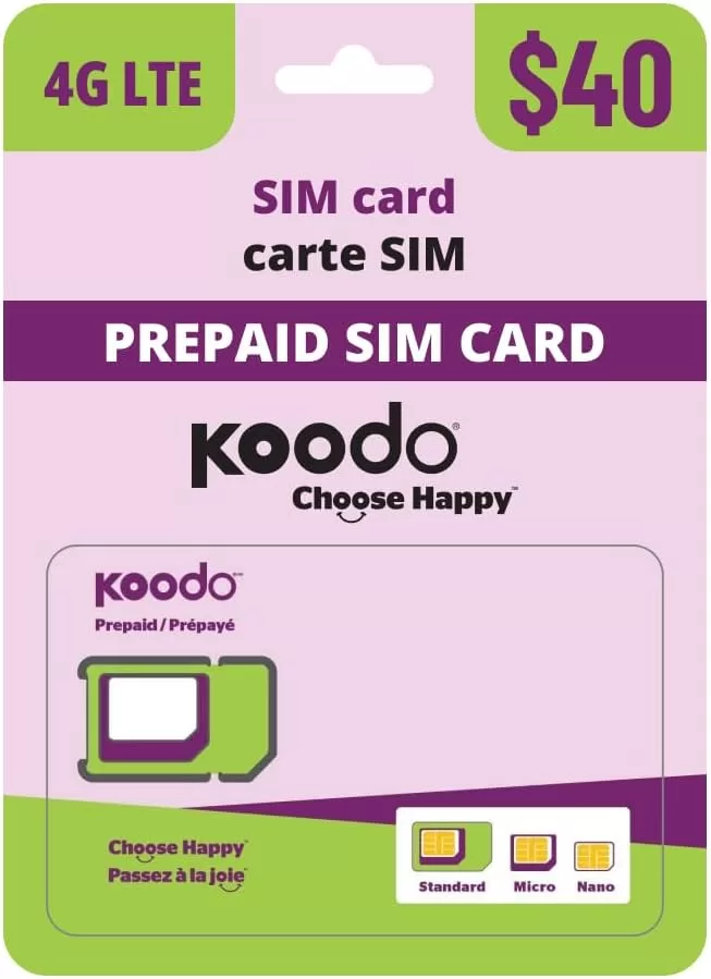 [Amazon.ca] Koodo Mobile 4G Prepaid 20$ SIM Card Starter Kit – Unlimited Talk Canada + 50 GB (4G Network) | 1 Month Prepaid Serv