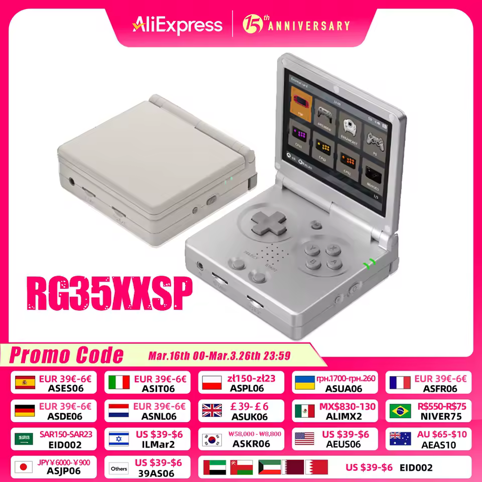 [AliExpress] Anbernic RG35XXSP Clamshell Retro Handheld – $74.38 – $6 coupon = $68.38