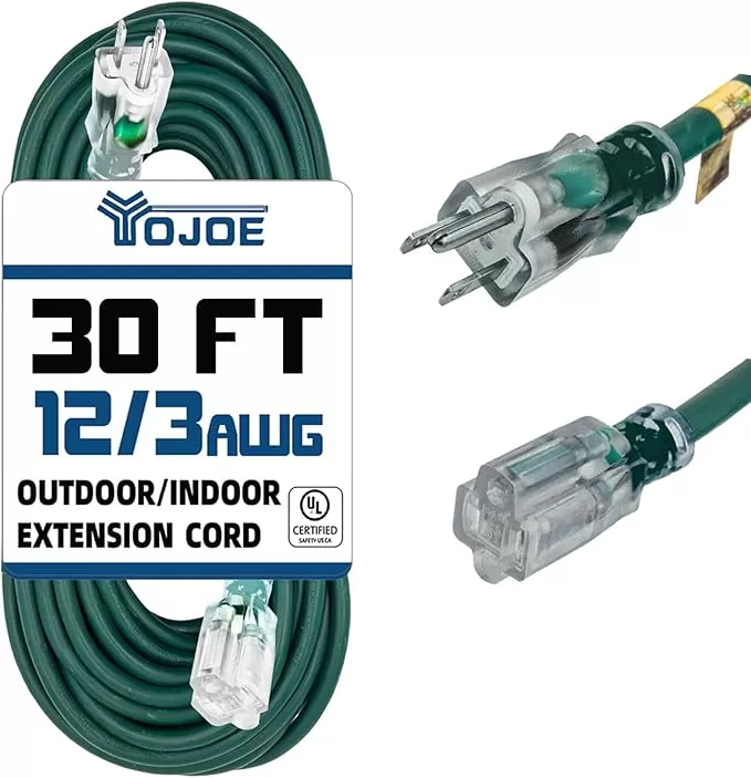 [Amazon.ca] Indoor Outdoor Extension Cord/Lighted End, 15A Weatherproof 12 Gauge HD 30 ft- $21.19 (49% off)