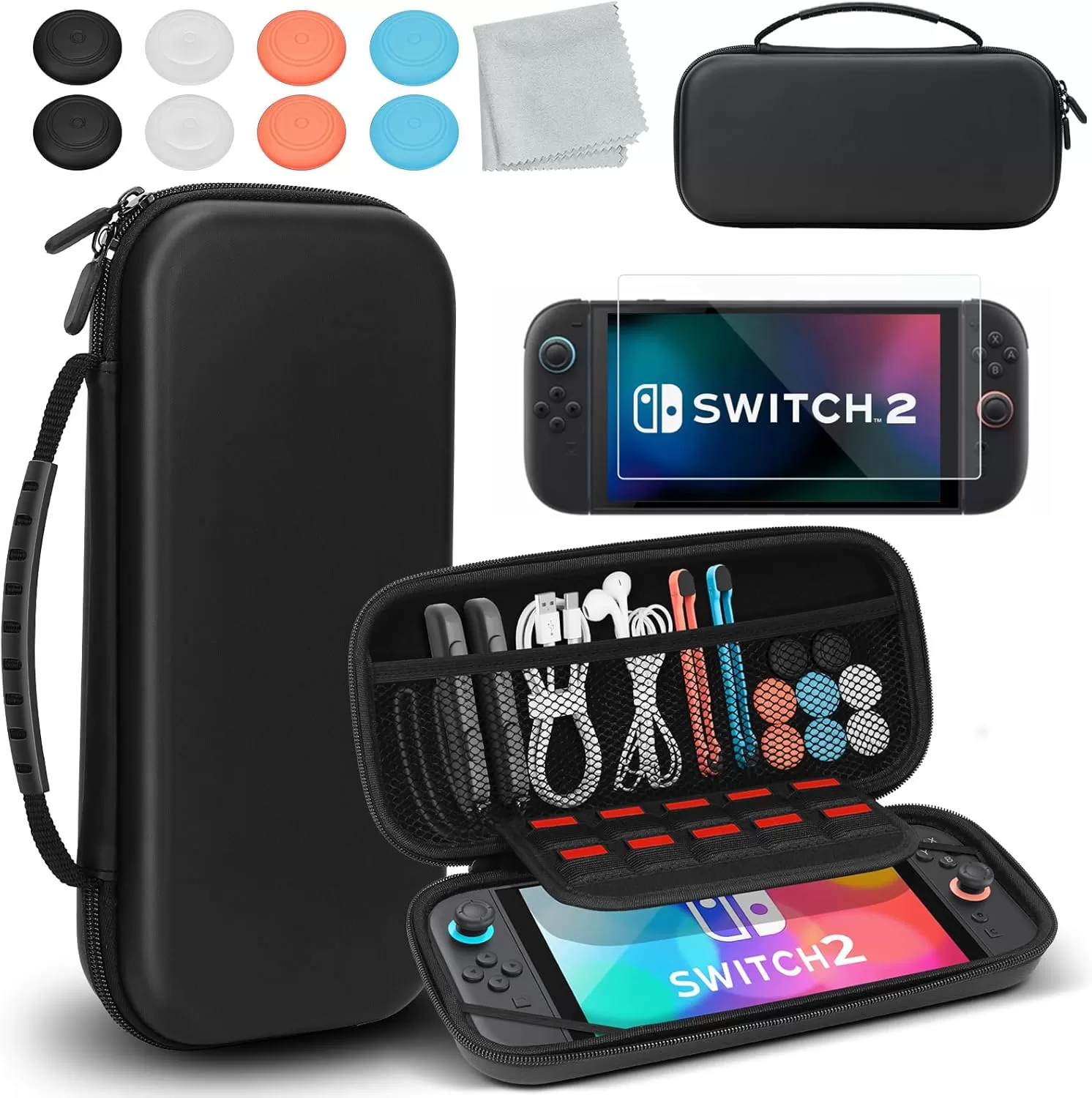 [Amazon.ca] Nintendo Switch 2 Carrying case with 2 Screen Protectors, Thumb grips and cleaning cloth – $14.99
