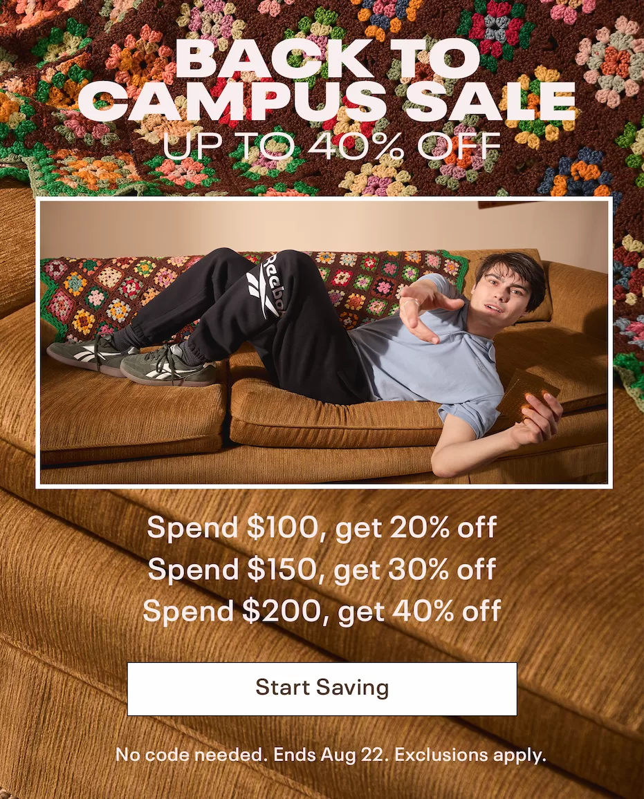 [Reebok] Back to Campus Sale – Up to 40% Off (20/30/40% Off 100/150/$200