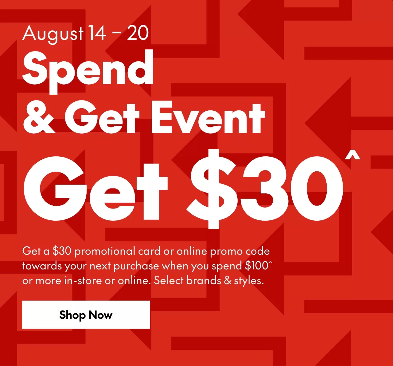 [Sport Chek] Spend & Get Event (Get $30 towards you next purchase when you spend $100+)